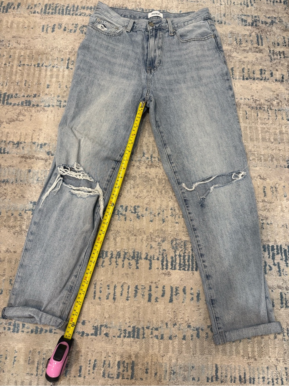 pistola Light Wash Distressed Ankle Jeans